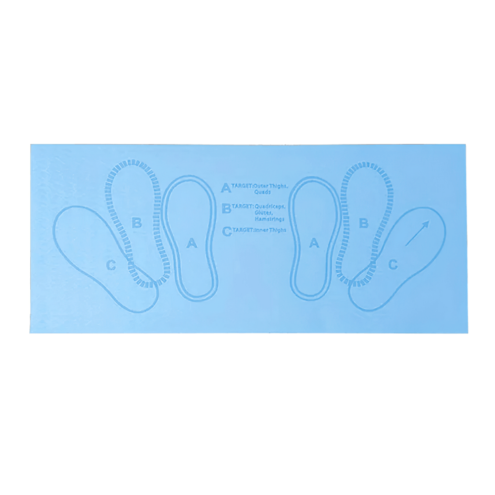 TPE squat mat with foot placement guide for leg and glute workouts, featuring non-slip design for home exercise. SF3042 model.